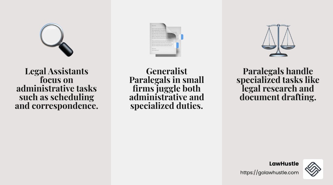 Difference between Legal Assistant and Paralegal - paralegals for hire infographic 3_facts_emoji_grey
