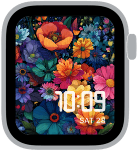 chromatic garden Apple Watch face preview 5 featuring floral, summer, and spring.