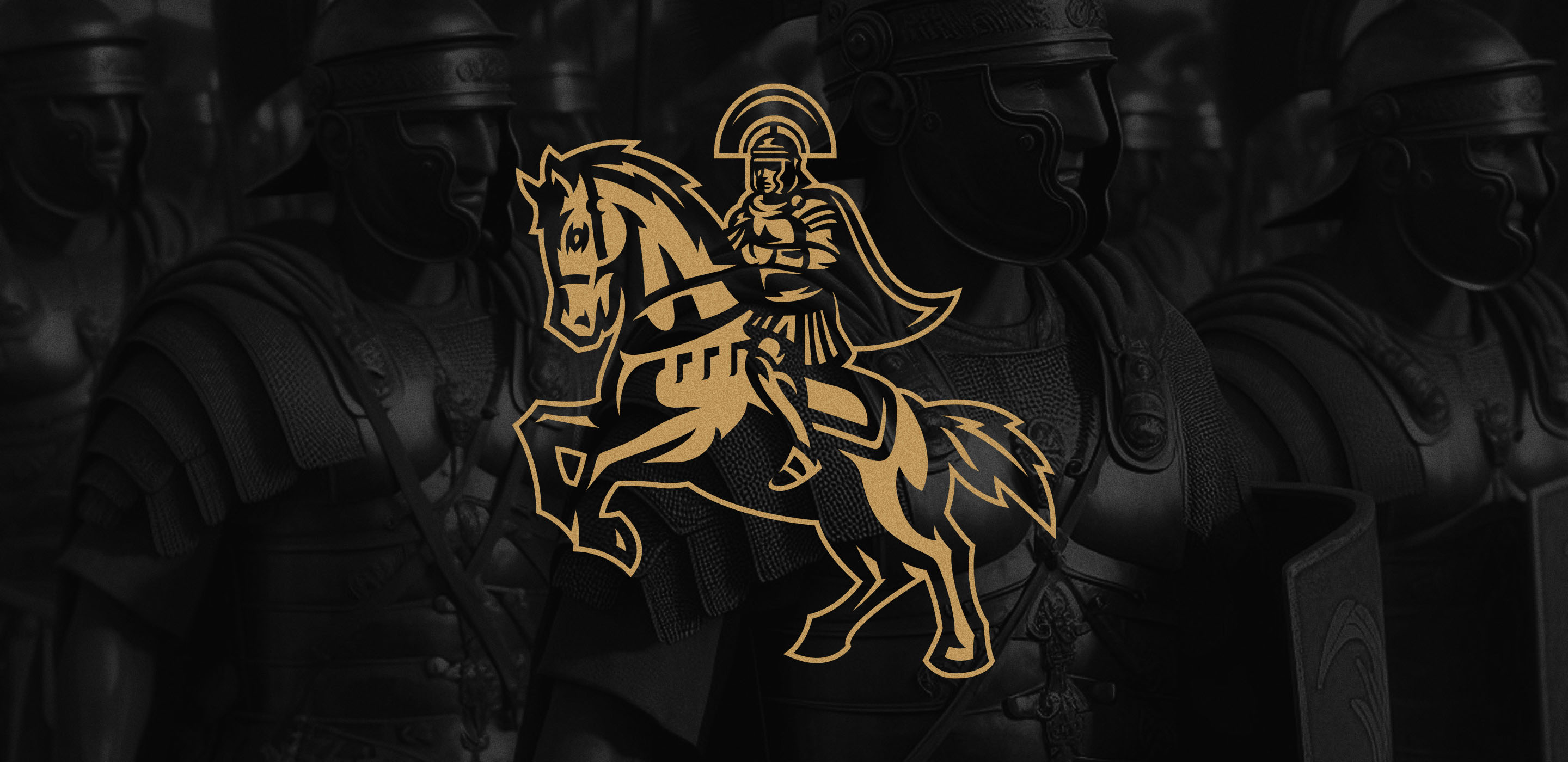 Centurion Sports wear horse rider logo in gold banner image.