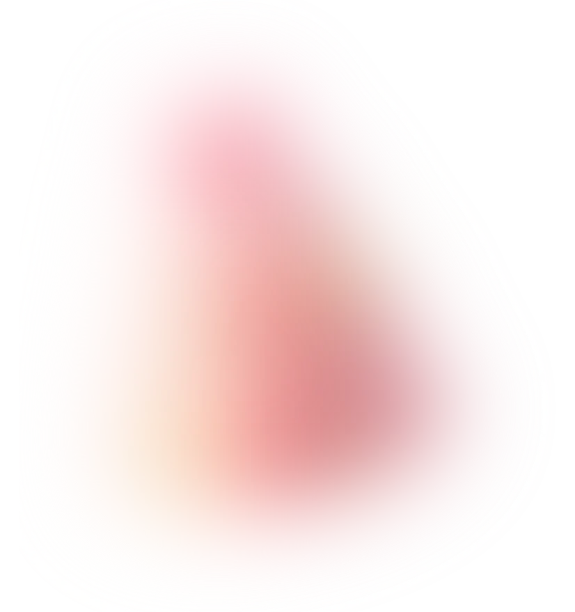 Abstract shape with soft pink gradient colors and a smooth, rounded form set against a dark background.