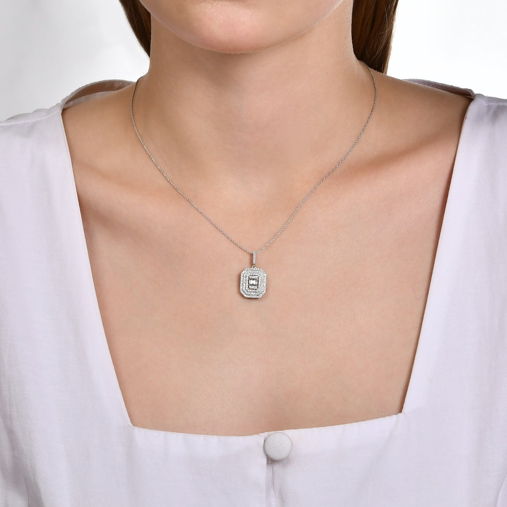 Assos 0.33 Karat Baget Pırlanta 14 Ayar Beyaz Altın Kolye