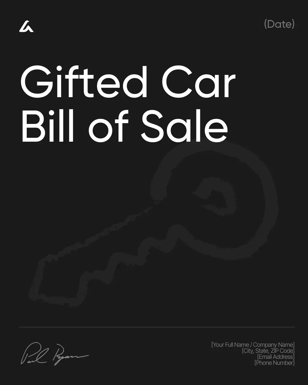 Gifted Car Bill of Sale
