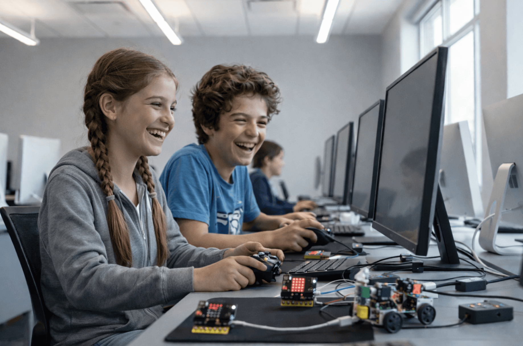 Kids coding having fun