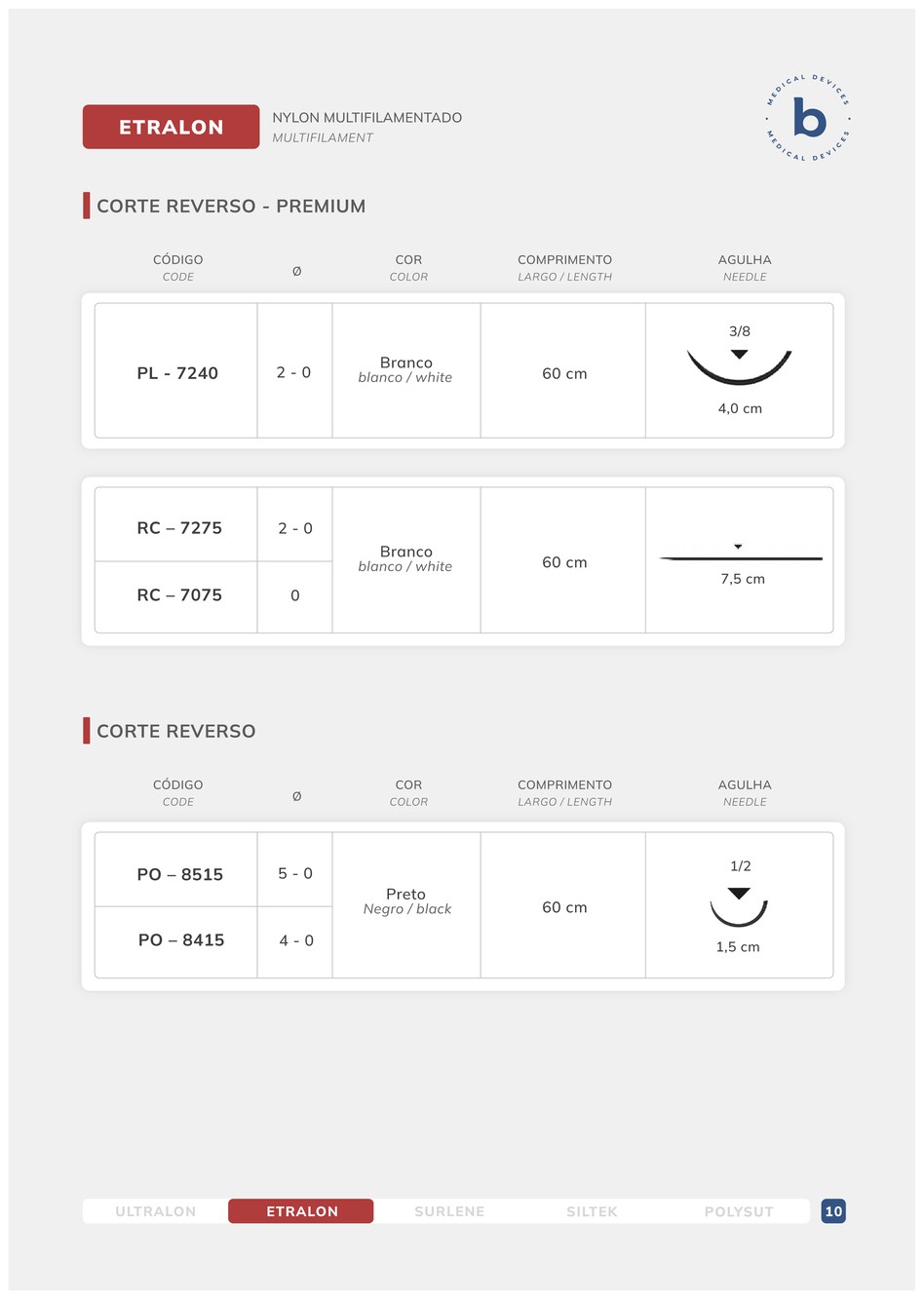 Catálogo técnico Sutura Etralon
