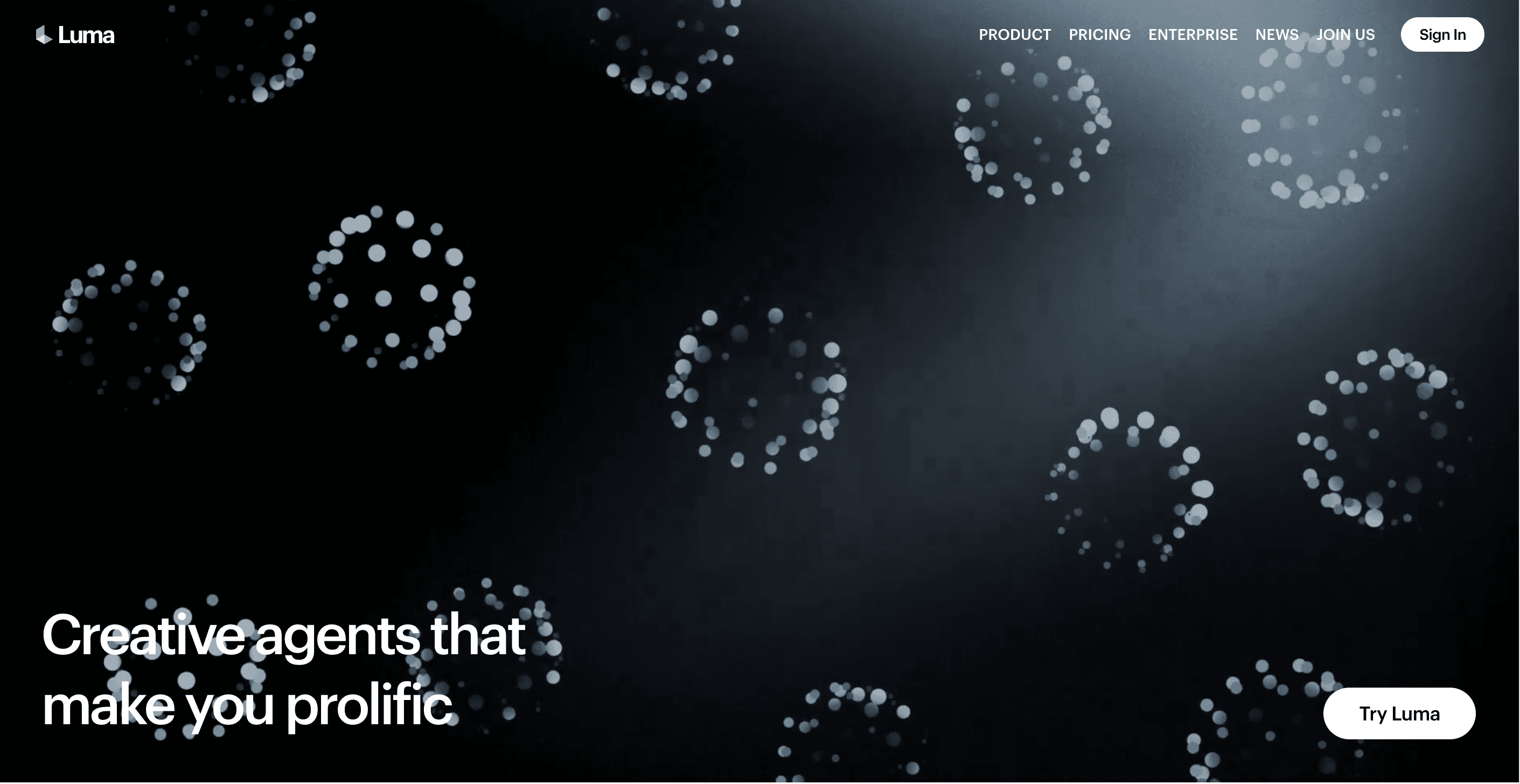 Luma Labs dashboard showing 3D scene generation and realistic rendering