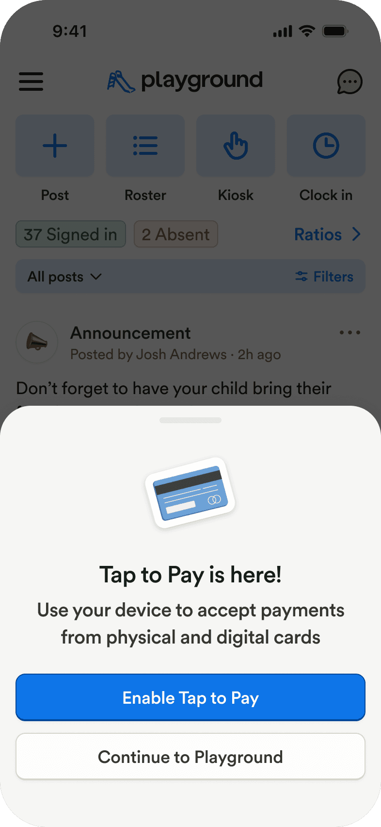Turning on Tap to Pay 