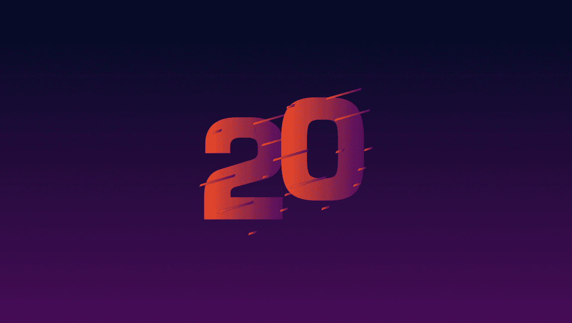 Number 20 flying against a gradient background
