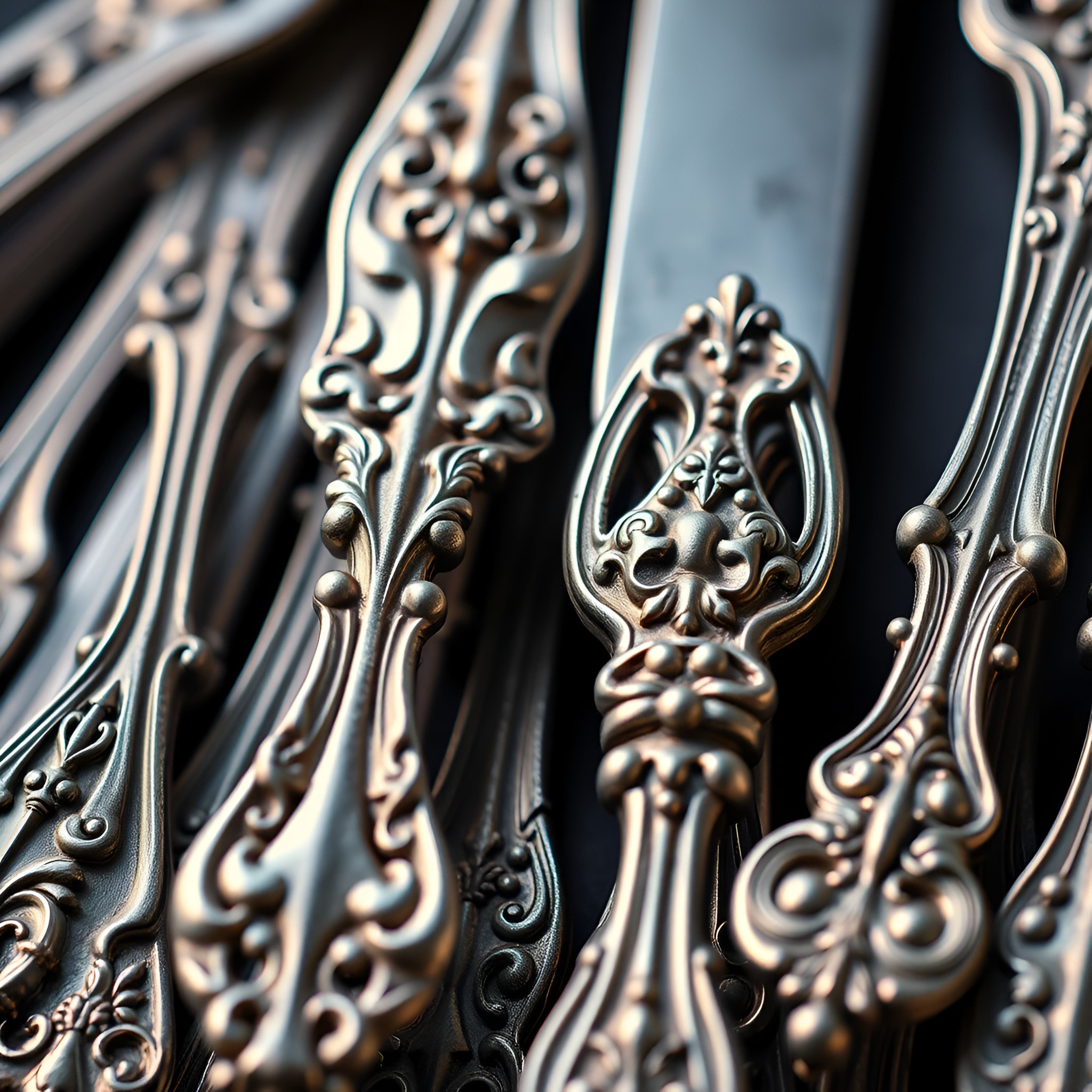 Assorted sterling silver handled knives ready for professional weight assessment.