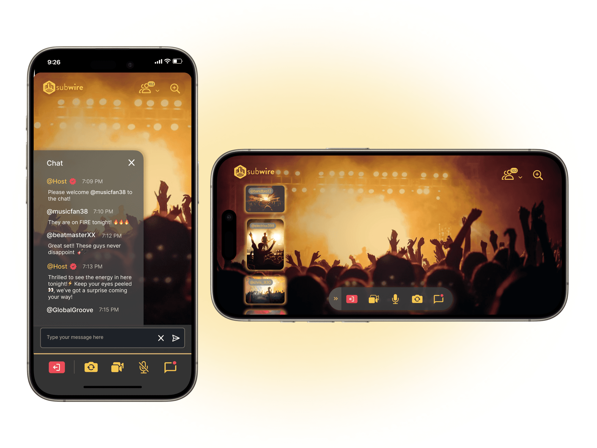 Hero image of 2 iphones with hi-fidelity UI, one in portrait mode and one in landscape mode