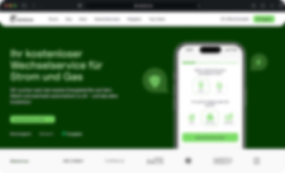 Desktop homepage design for an energy provider website