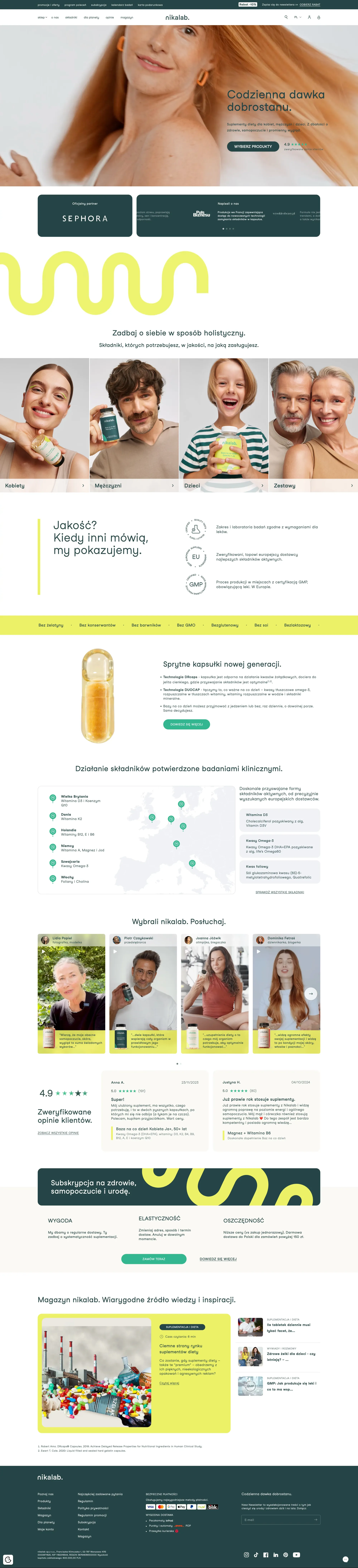 Z dbałości o zdrowie, wygląd i samopoczu ecommerce page screenshot showcasing Ecommerce and Health & Fitness design