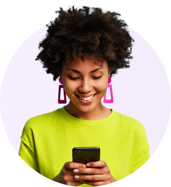 Smiling Women using Phone