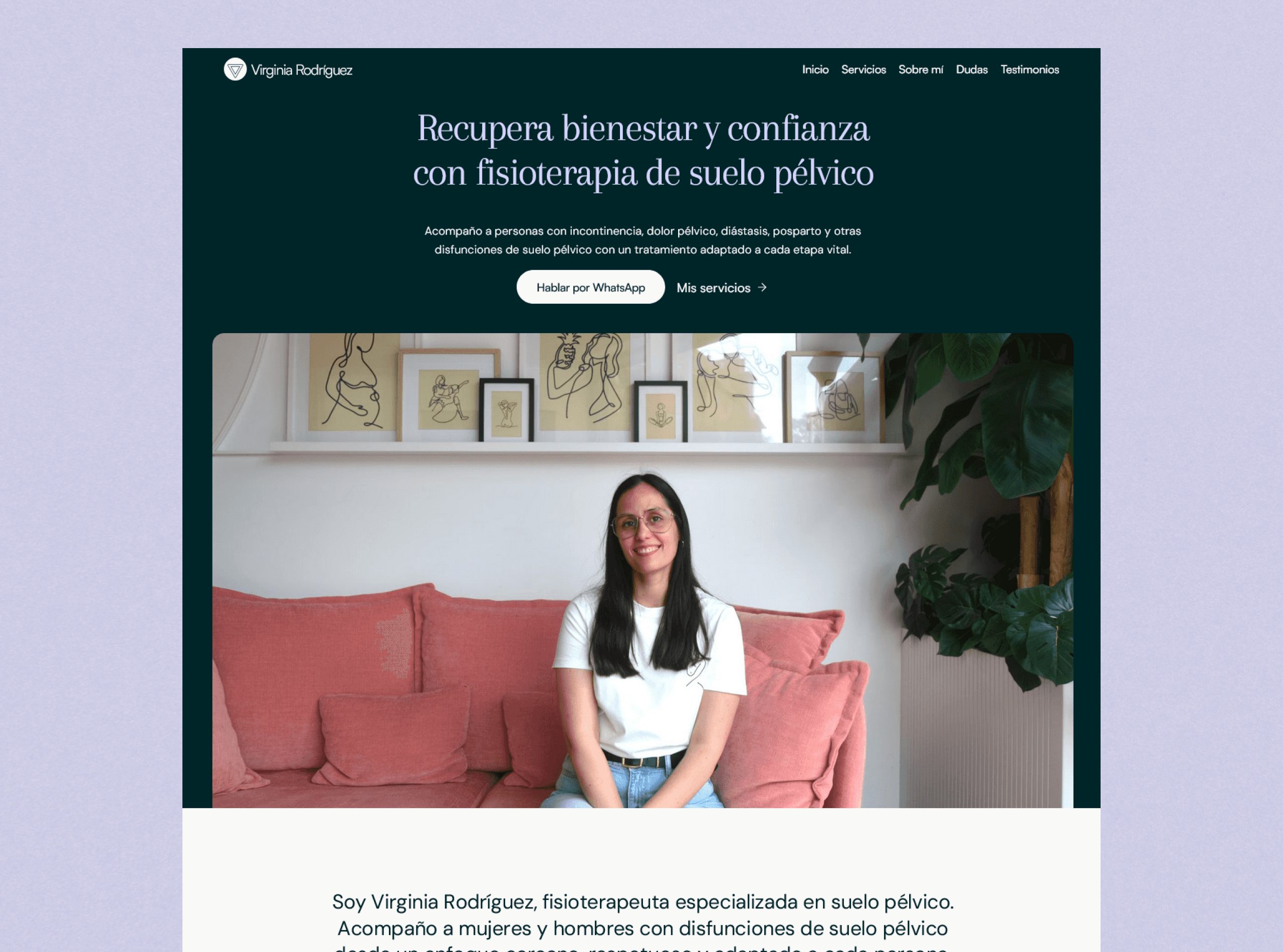 Diseño web para emprendedoras: diseño web para fisioterapeuta especializada en suelo pélvico