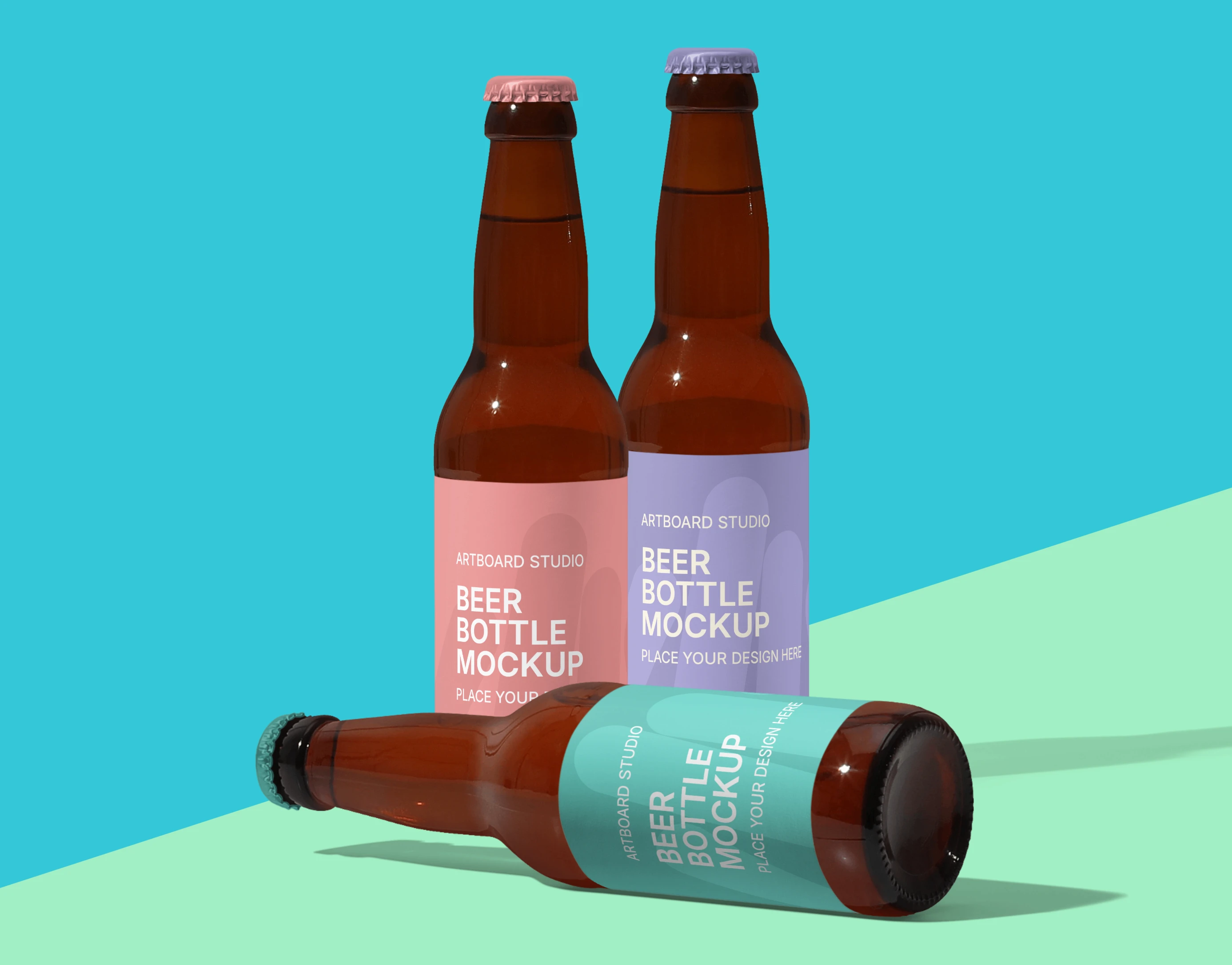 Beer bottle mockup with three variations