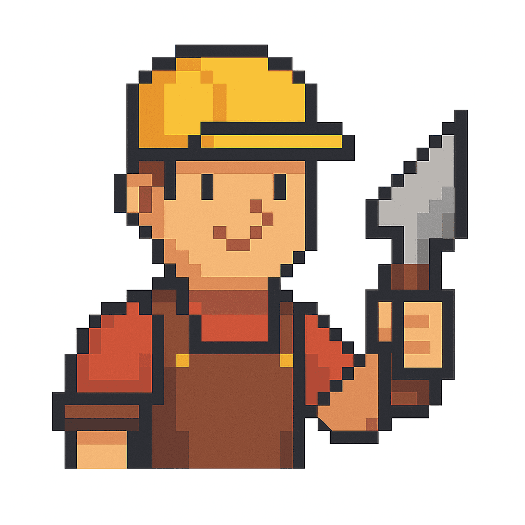 A smiling person with curly hair sits at a desk, looking at a laptop against a dark background.