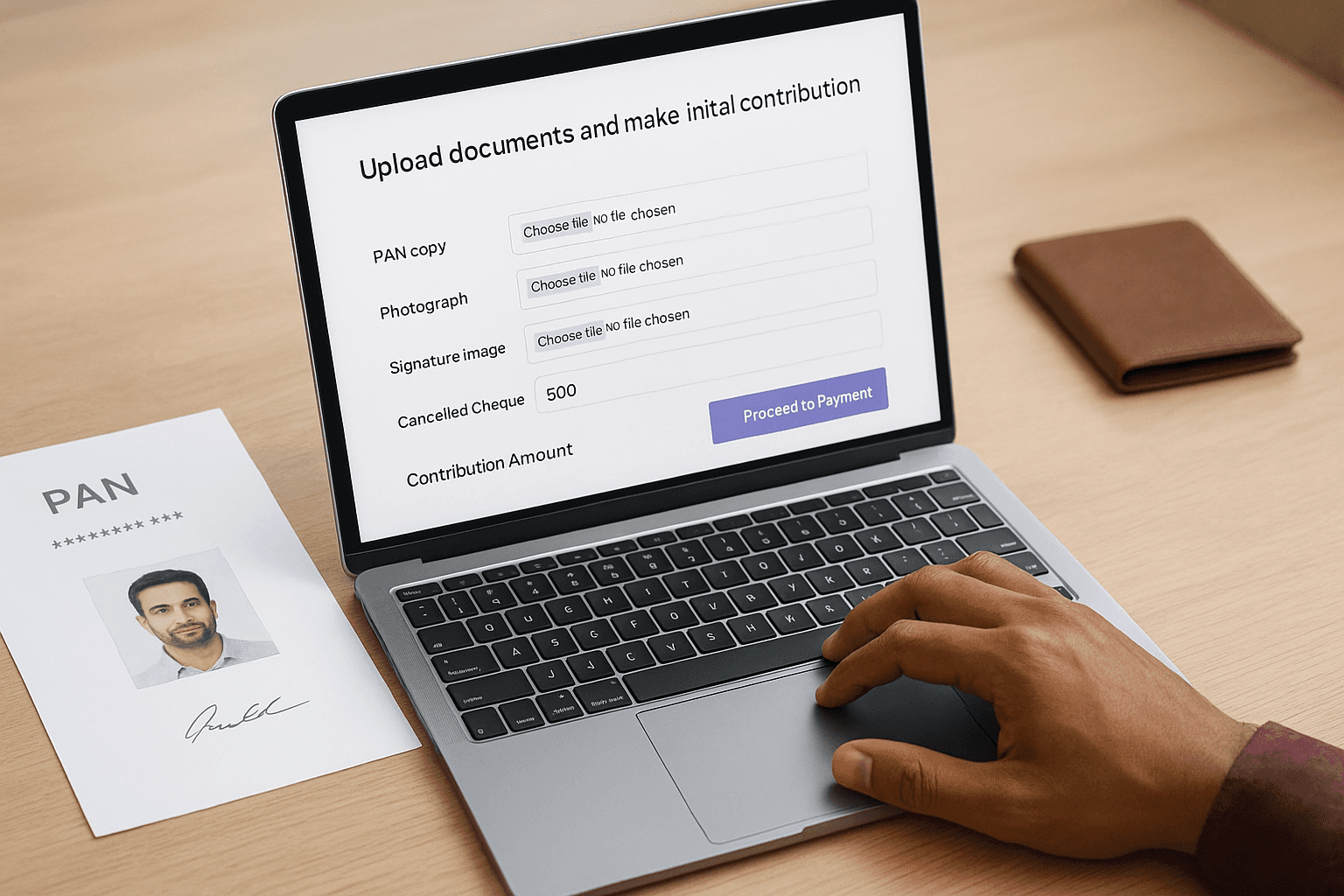 Upload documents and make initial contribution
