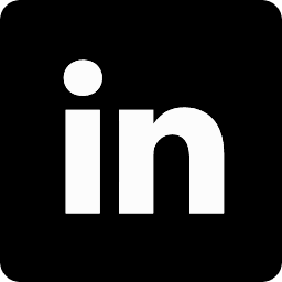 LinkedIn logo in white on a black background, featuring a stylized "in" inside a square outline.