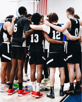 Elite gap year basketball schools Team huddle