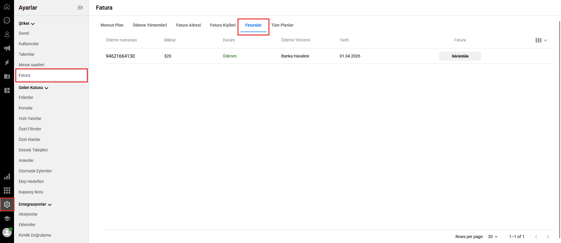 A screenshot of the Qpien Billing dashboard showing the top menu tabs, with the Invoices tab highlighted.