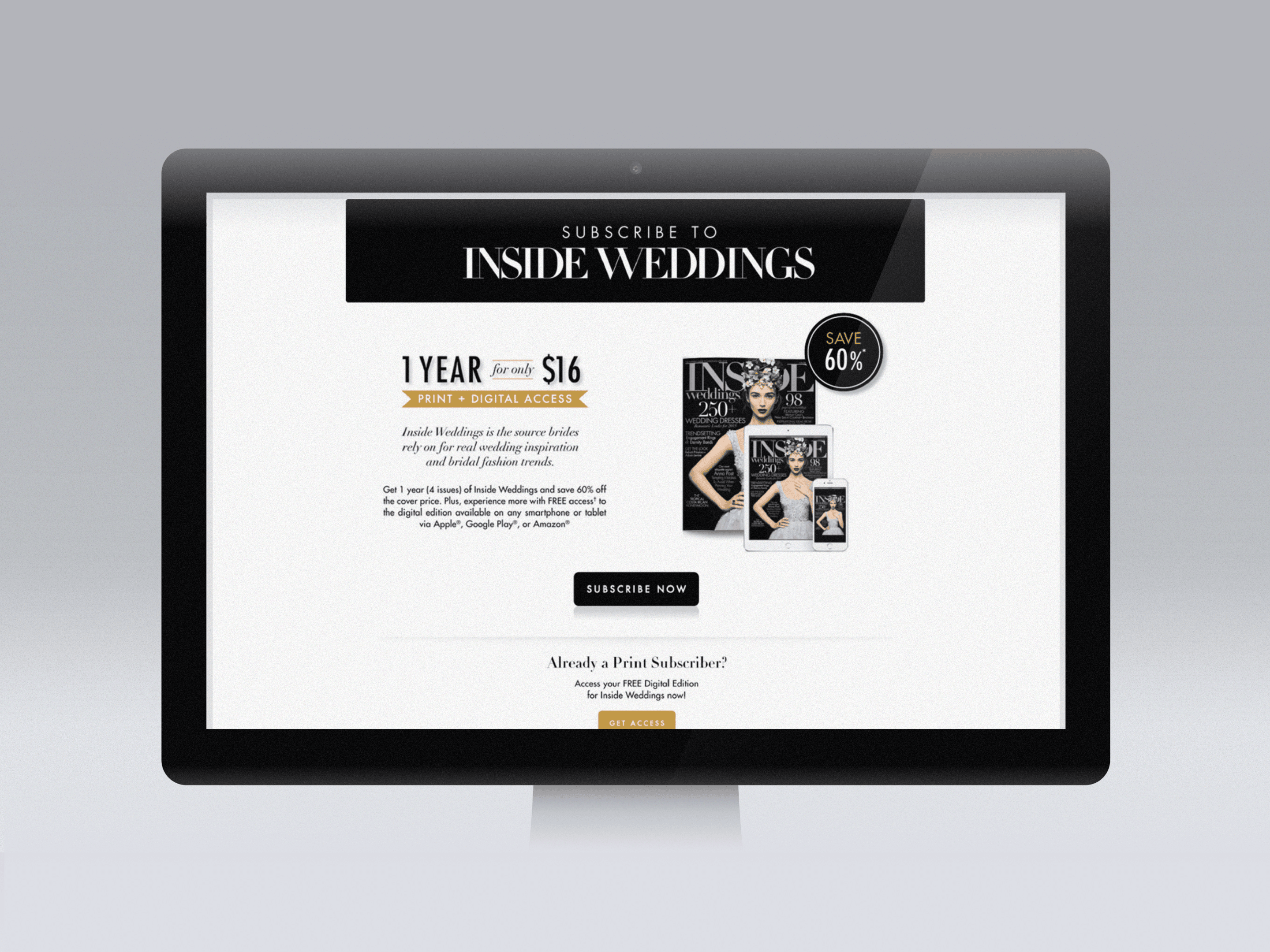 Inside Weddings Subscription page promo