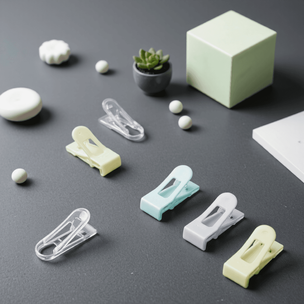 product photography of a set of plastic clips