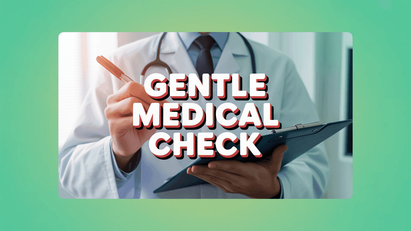 Medical Check Whisper ASMR Thumbnail Template featuring asmr doctor holding clipboard and penlight in softly lit exam room