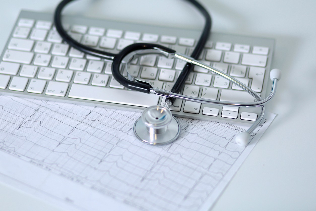 stethoscope on a computer keyboard