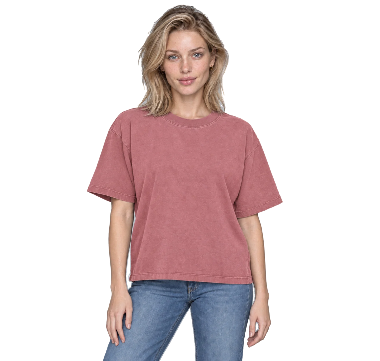 Model wearing the Rose heavy tee