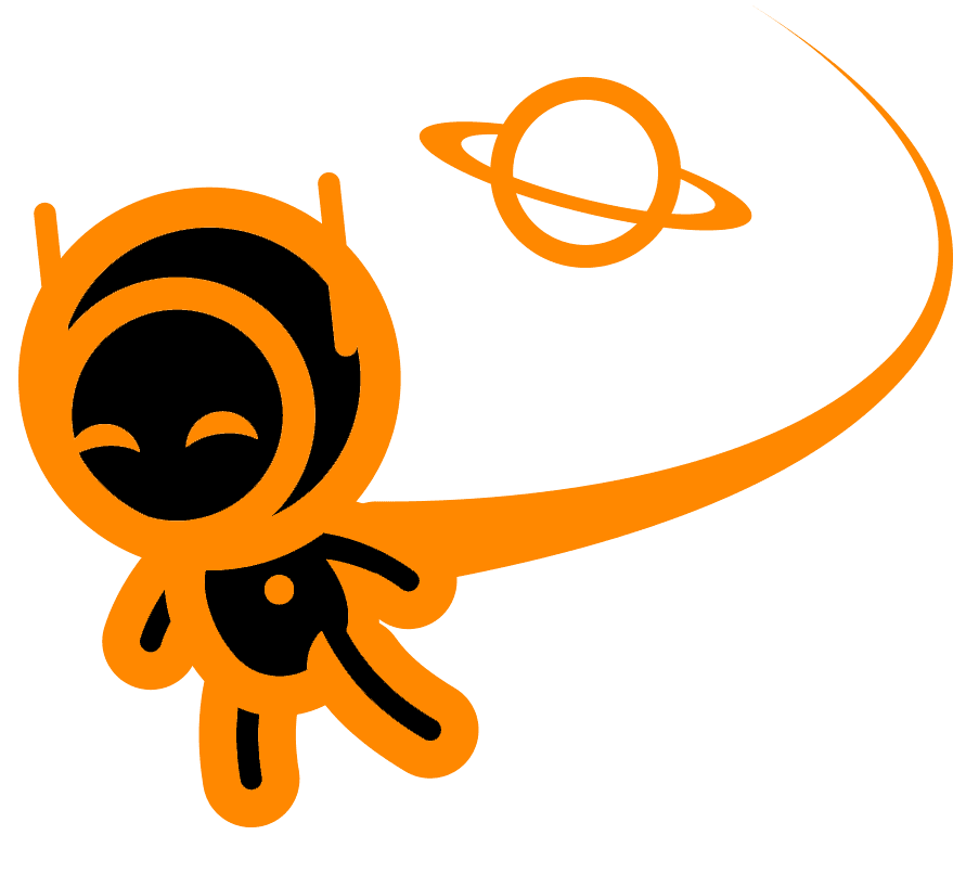 Graphic of an astronaut derived from the billy bart design logo