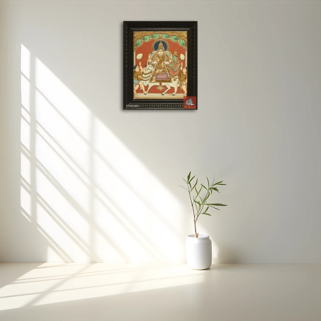 Rishaba Vahanam Antique Style Tanjore Painting