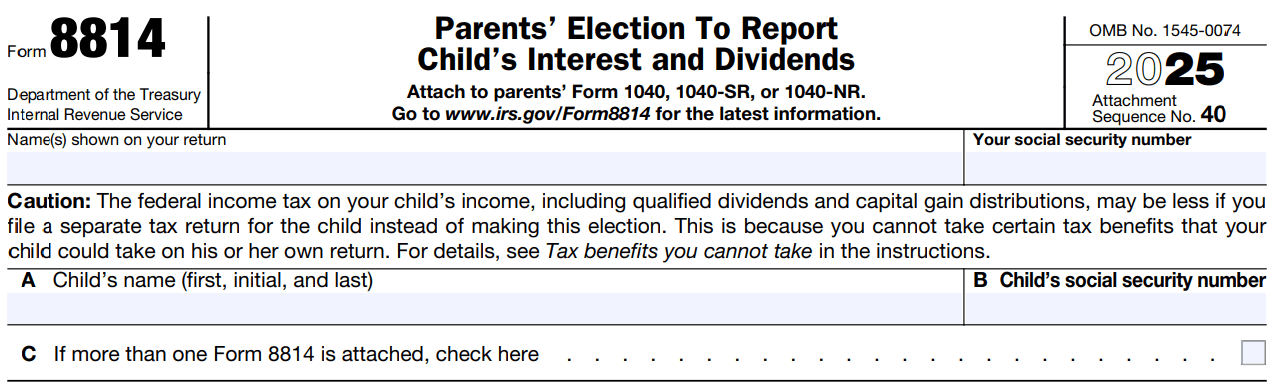 Benefits of Form 8814 for startup founders including simplified filing and family tax optimization