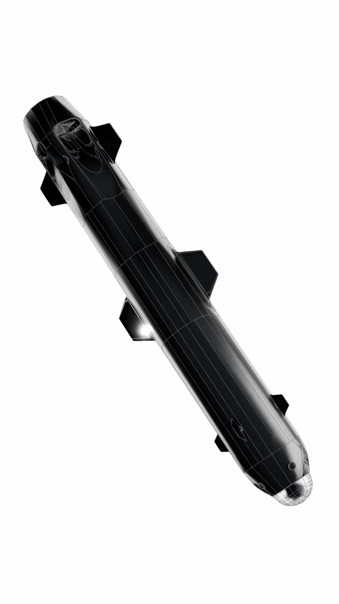 3D render of an autonomous underwater vehicle (AUV) — BotBlox rugged networking for high-pressure, low-temperature subsea environments