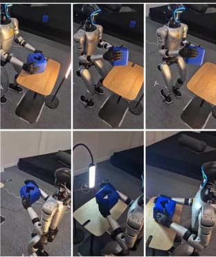  Unitree G1 humanoid robot performing block manipulation tasks