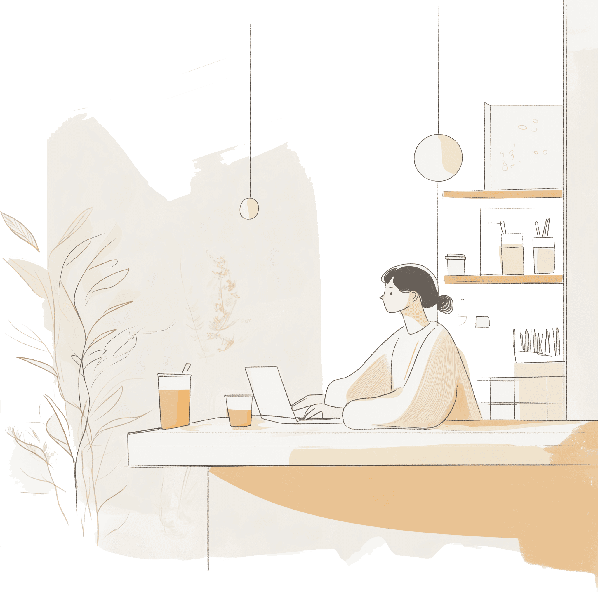 Illustration of someone working at Happy Crew Coffee House
