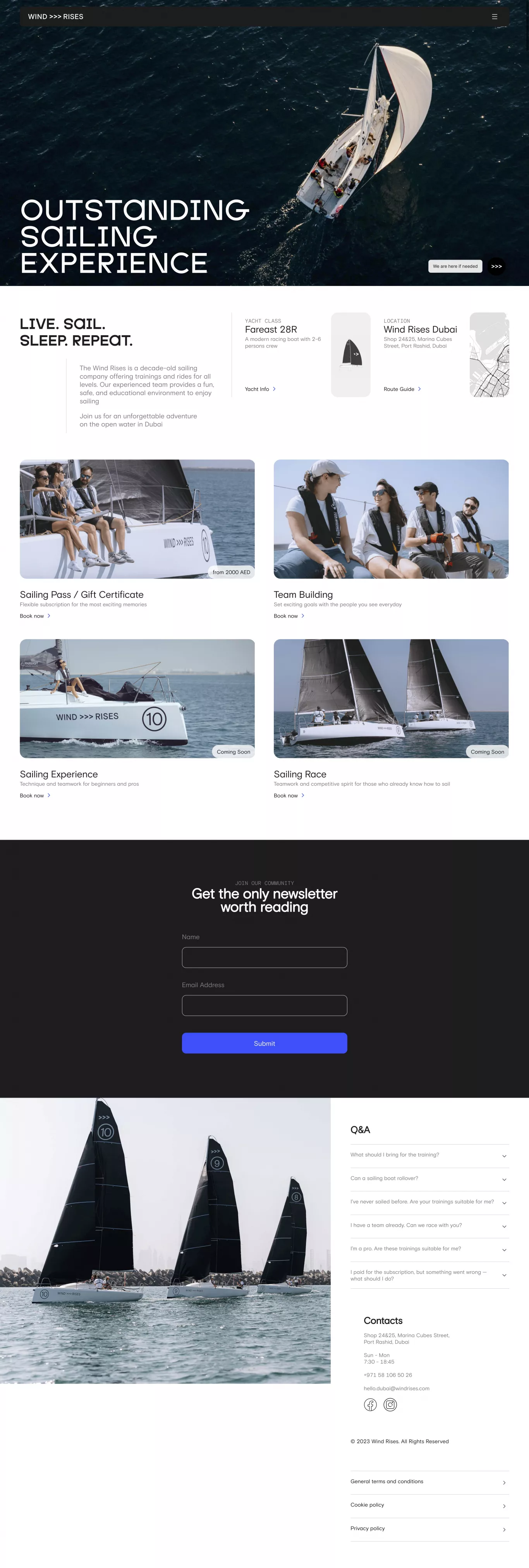 Wind Rises landing page screenshot showcasing Travel and Local Business design