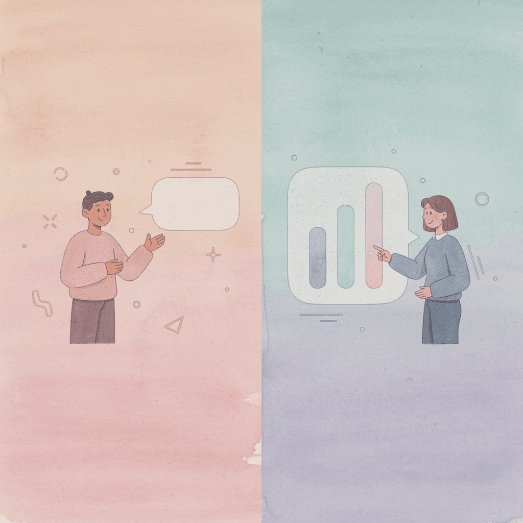  Illustration contrasting formal business greeting with casual café conversation