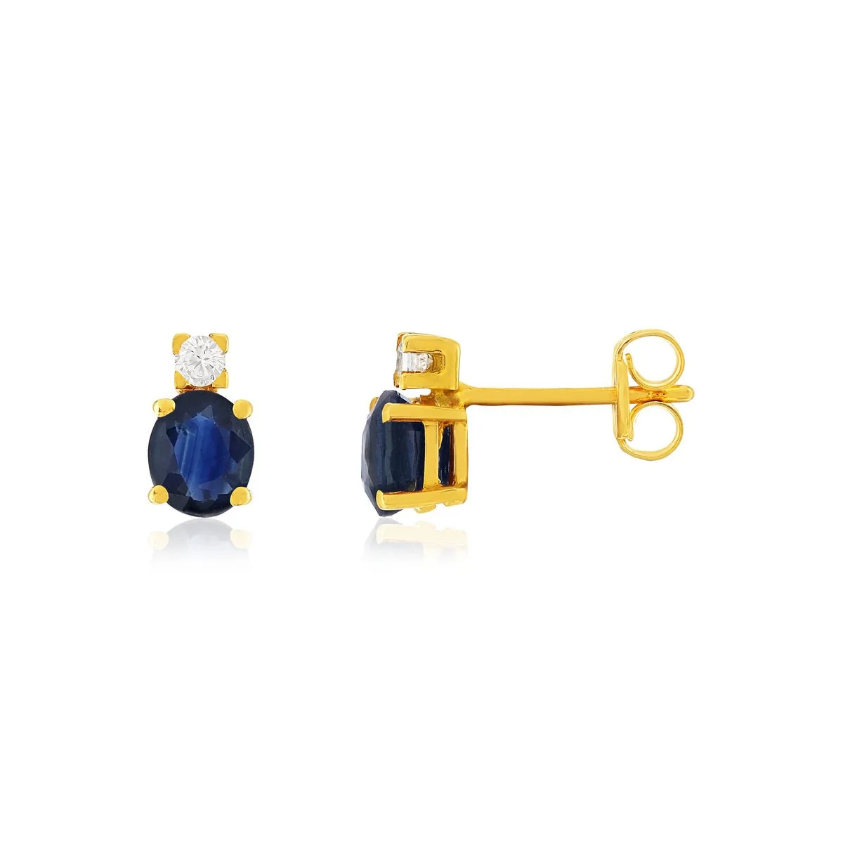Boucles d'oreilles en or jaune 375 sertie de saphirs et oxydes de zirconium