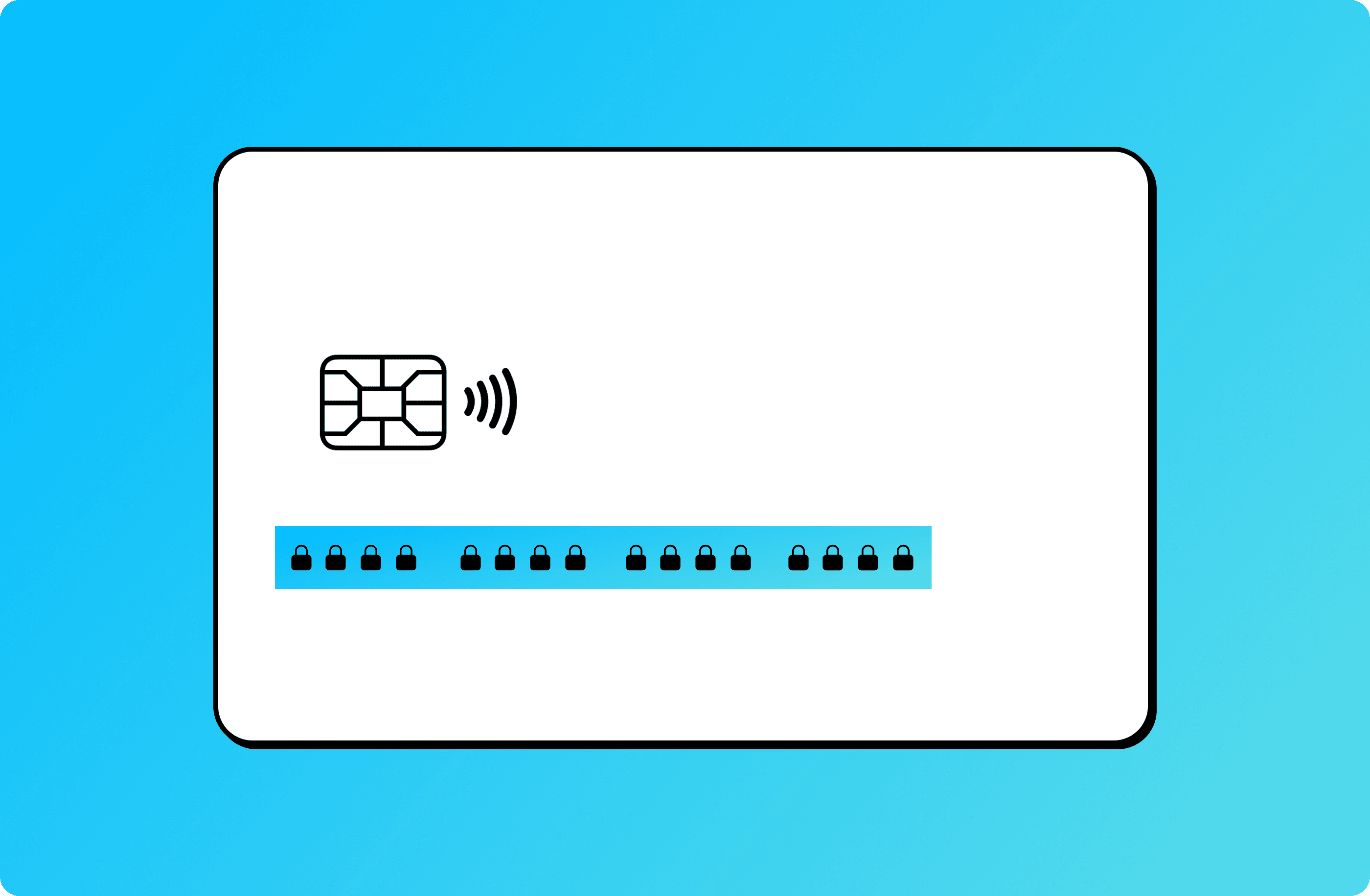 Payment card with the PAN number displayed as lock icons.
