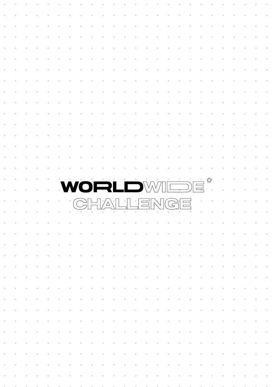 Worldwide Challenge logo on a dotted white background with bold and outlined typography.