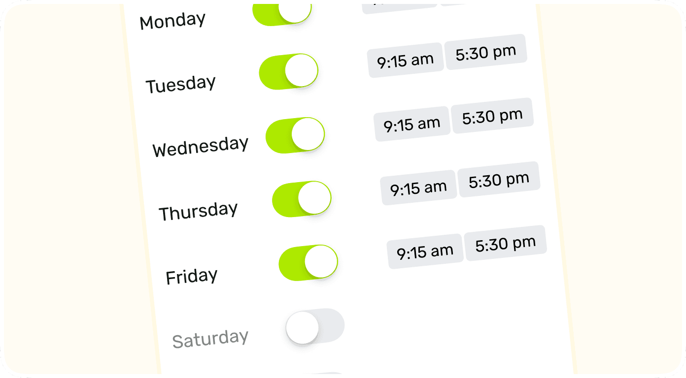 Business hours mockup
