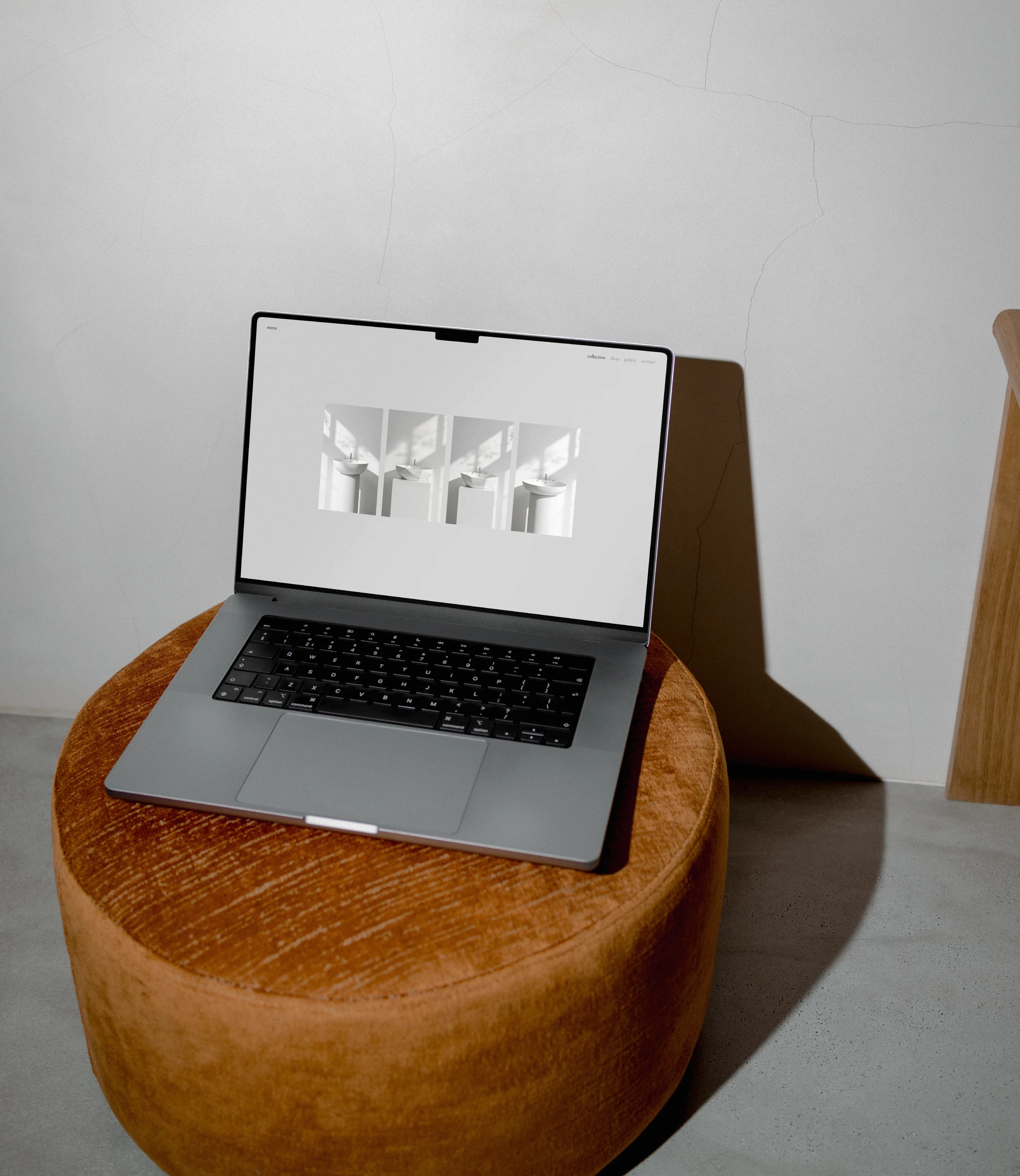 The website presented in a MacBook mockup.