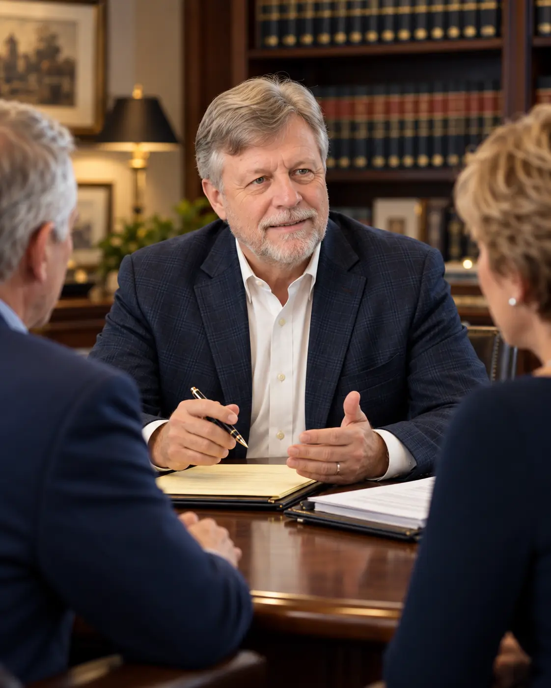 Attorney George Ketry meeting with clients during a legal consultation.