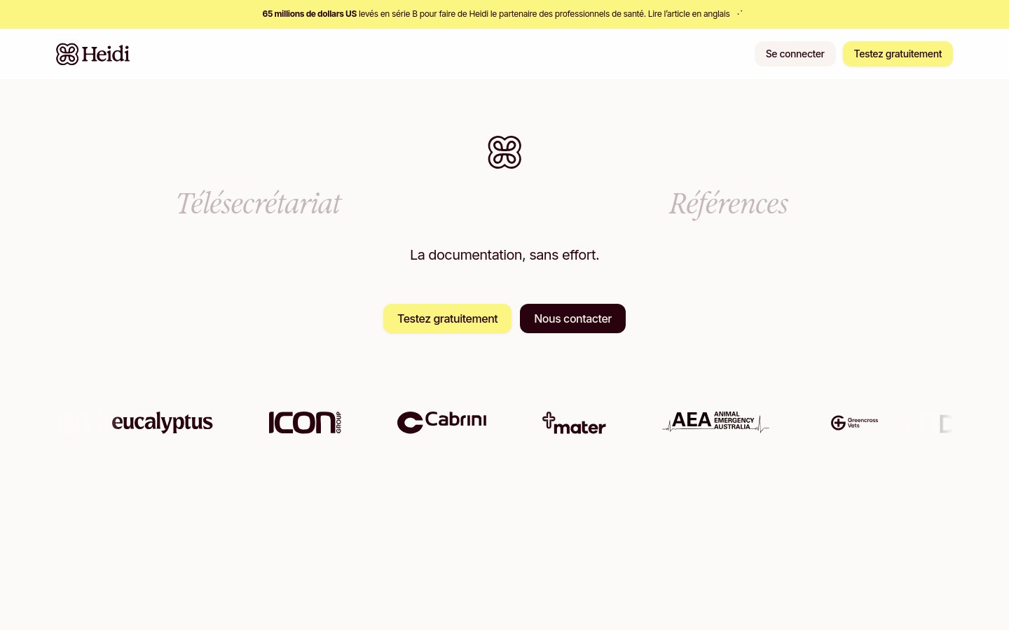 Heidi Health homepage screenshot