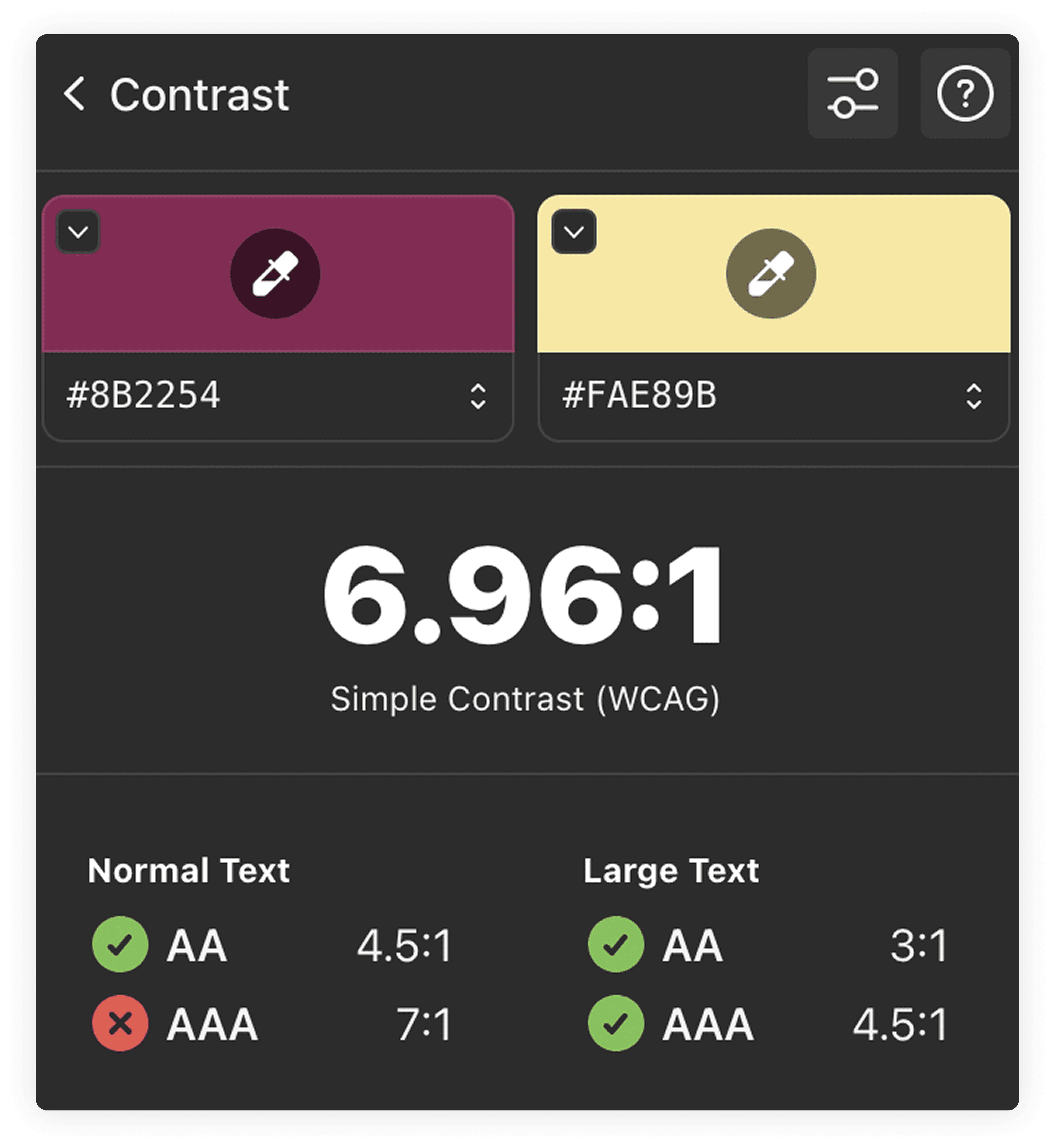 ADA color contrast maroon and yellow