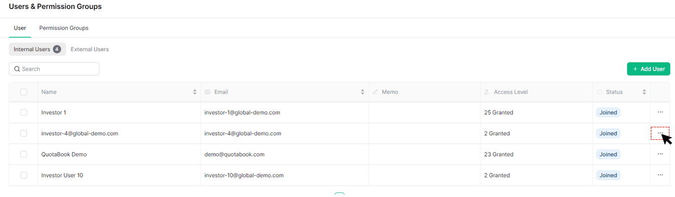Editing User Information and Permission Rights