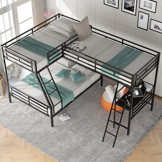 Optimize your space with the triple loft bunk bed, perfect for work or relaxation.