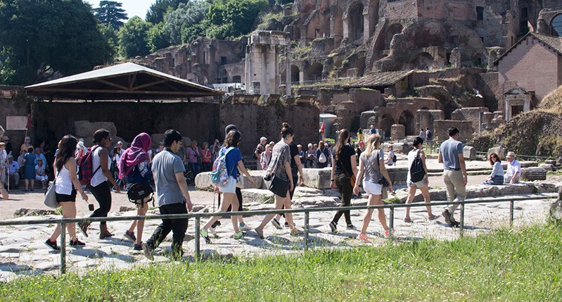 group of students walking
