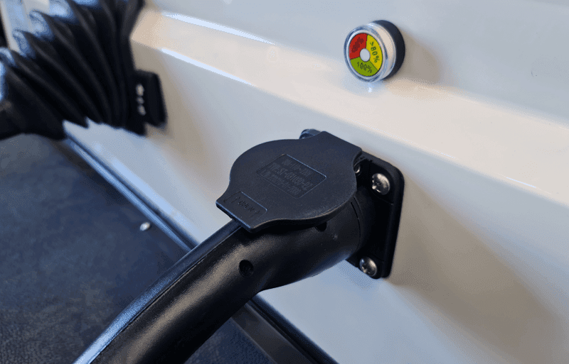 white and black golf cart