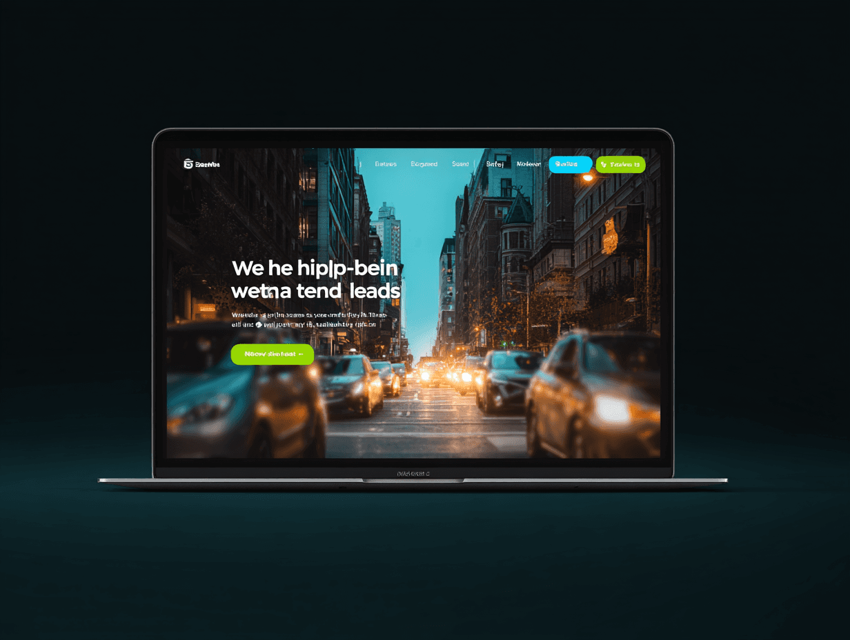 a laptop screen showing a landing page of a website