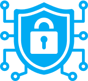 Cybersecurity shield icon with lock symbol representing secure website design and digital protection – RJP.design, trusted Web Design Agency in NYC offering website design and digital marketing solutions.